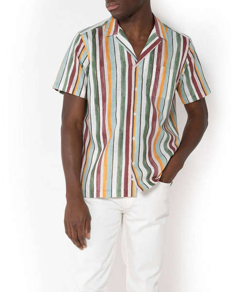 THE BOSTONIANS РИЗА CHARLES ΛΙΝΟ ΒΑΜΒΑΚΙ CUSTOM Print LINEN COTTON Bayron Custom FIT