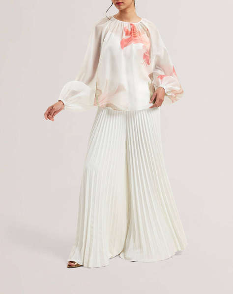 TED BAKER haryx Pleated Wide Leg Crepe Trouser