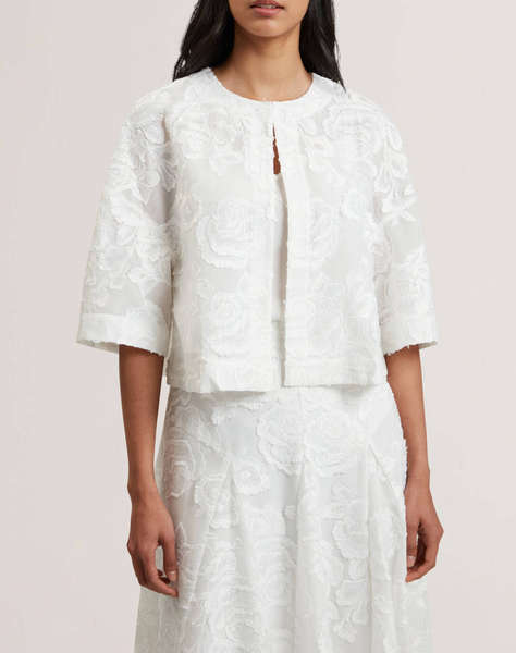 TED BAKER FAELA Collarless boxy fit cropped shirt