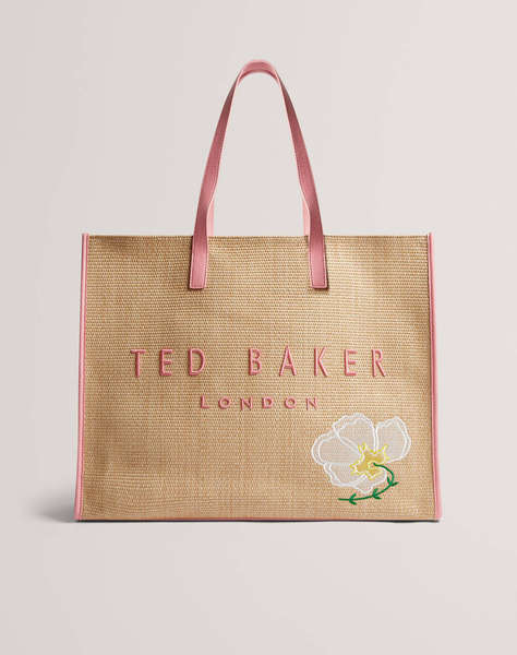 TED BAKER FLORAFF Floral Applique Extra Large Raffia Icon Bag (Размери: 36 x 45 x 14см.)