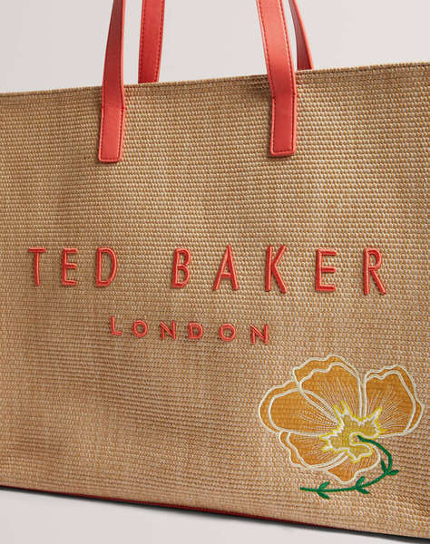 TED BAKER FLORAFF Floral Applique Extra Large Raffia Icon Bag (Размери: 36 x 45 x 14см.)