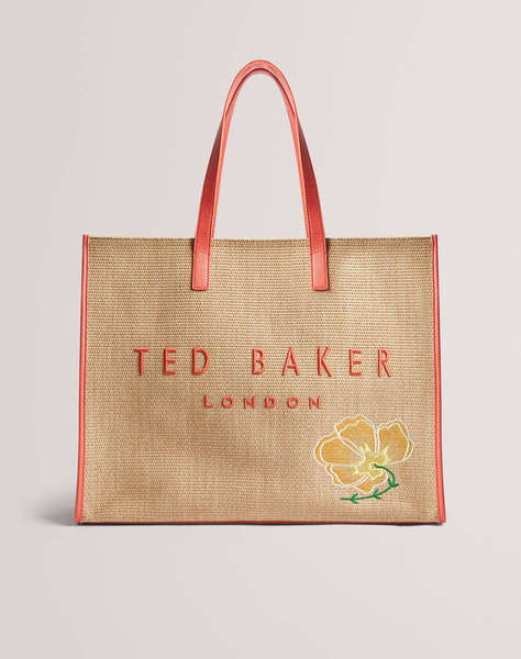 TED BAKER FLORAFF Floral Applique Extra Large Raffia Icon Bag (Размери: 36 x 45 x 14см.)