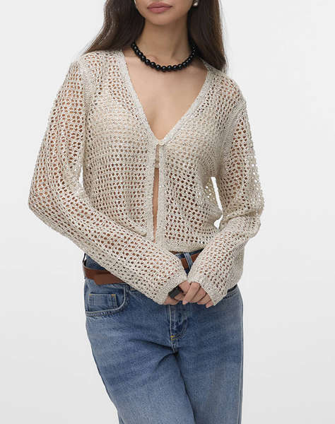VERO MODA VMLEILANI GLITTER LS V-NECK SHORT CARDI