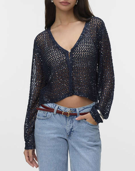 VERO MODA VMLEILANI GLITTER LS V-NECK SHORT CARDI