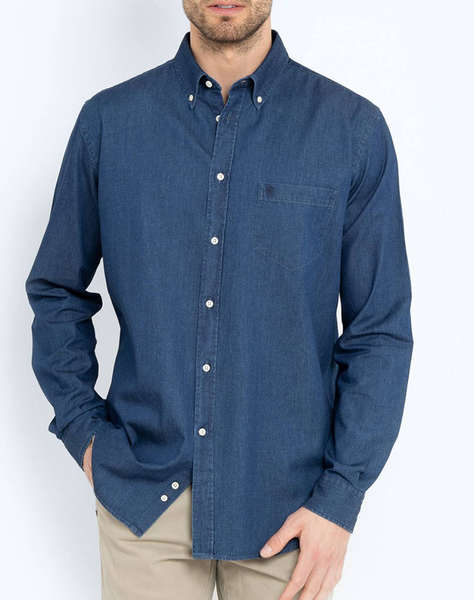 THE BOSTONIANS РИЗА DENIM REGULAR FIT Plain DENIM Button-down Regular Fit