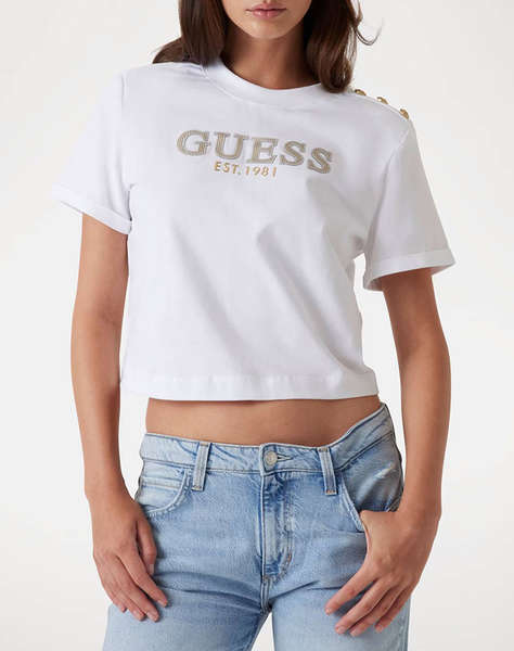 GUESS CN SS CROPPED WASHED LOGO TEE ДАМСКА ТЕНИСКА