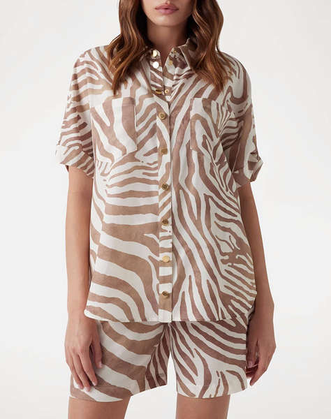 GUESS MARCIANO ROSIE SHORT SLEEVE S - ECO TENCEL LINEN PRINTED ДАМСКА РИЗА