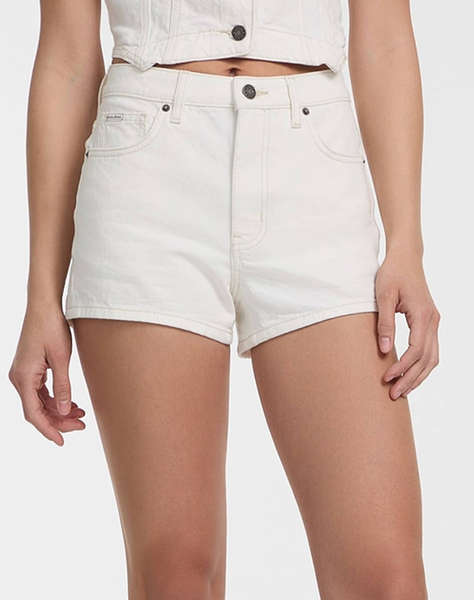 GUESS JEANS GJ HIGHWAIST MOM SHO - ECO REGEN CO AGATE STR WHITE ДАМСКИ ШОРТИ