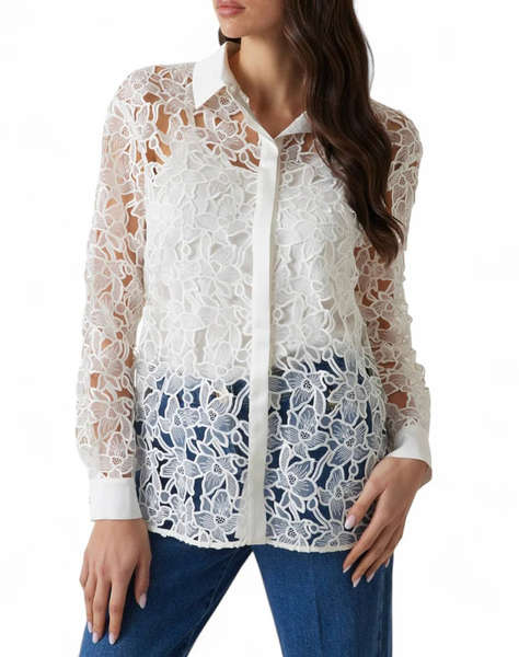 GUESS MARCIANO LIU EMBROIDERY LONG - EMBROIDERY POLY ORGANDY ДАМСКА РИЗА