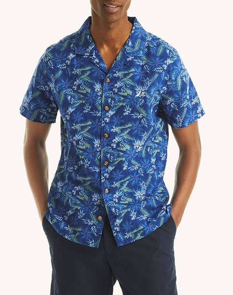 NAUTICA РИЗА ΚΜ S/S CAMP COLLAR LINEN PRINT