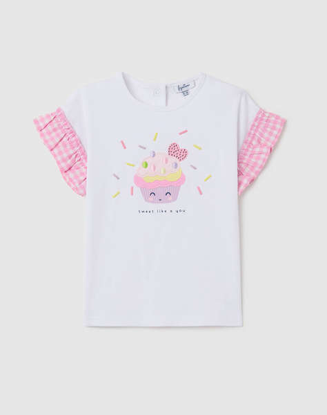 OVS T.SHIRT VICHY RUFFLE