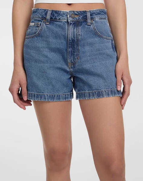GUESS JEANS GJ HIGHWAIST MOM SHO - ECO LINEN STORM RG INDIGO ДАМСКИ ШОРТИ
