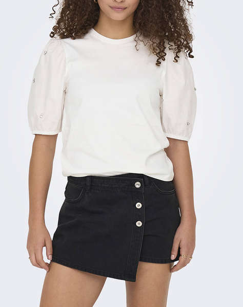 ONLY ONLEMME LIFE S/S O-NECK PUFF MIX TOP JRS