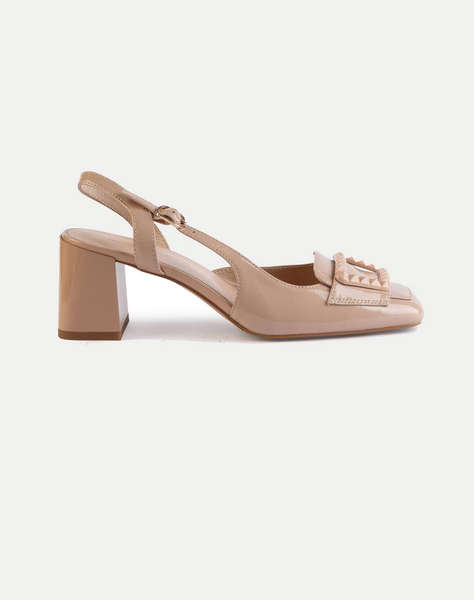 19V69 WOMEN''S SHOES MID.HEEL SLINGBACK PUMP PATENT LEA. V1969