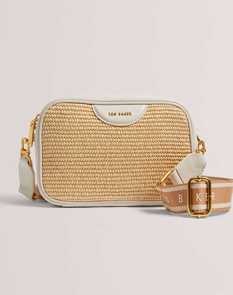 TED BAKER BARDAS Webbing Faux Raffia Camera Crossbody Bag (Размери: 21 x 15 x 6см.)