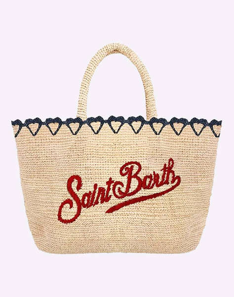 MC2 RAFFIA BEACH MID-BEACH BAG IN RAFFIA-HEART BORDER 1041 EMB (Размери: 36 x 23см.)