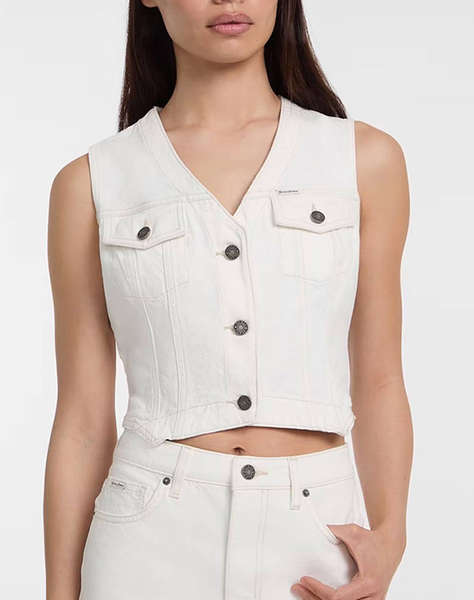 GUESS JEANS GJ DENIM VEST - ECO REGEN CO AGATE STR WHITE ДАМСКИ ЕЛЕК