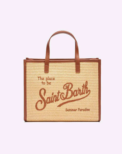 MC2 VIVIAN MID STRAW-STRAW HANDBAG WITH PIPING-1118 EMB (Размери: 28 x 23 x 15см.)