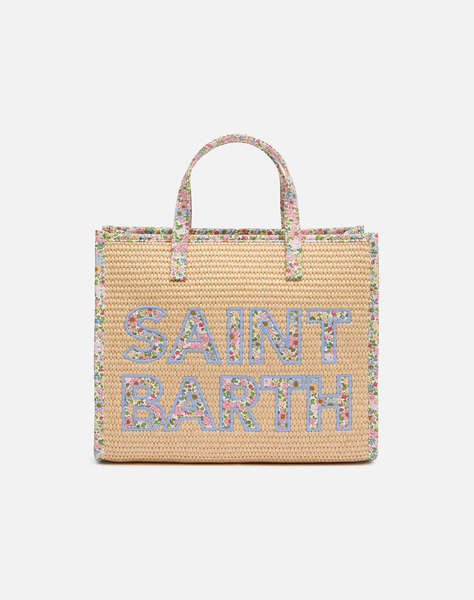 MC2 VIVIAN MID STRAW-STRAW HANDBAG WITH PIPING-11 PATCH FLORY 21 (Размери: 28 x 23 x 15см.)
