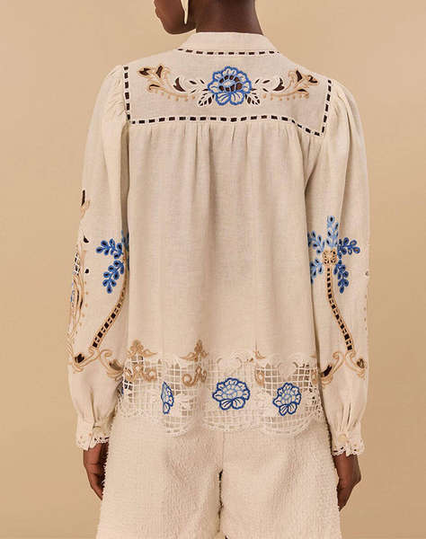 FARM RIO ROMANTIC RICHILIEU OFF-WHITE BLOUSE