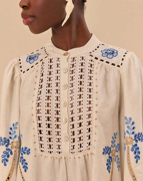 FARM RIO ROMANTIC RICHILIEU OFF-WHITE BLOUSE