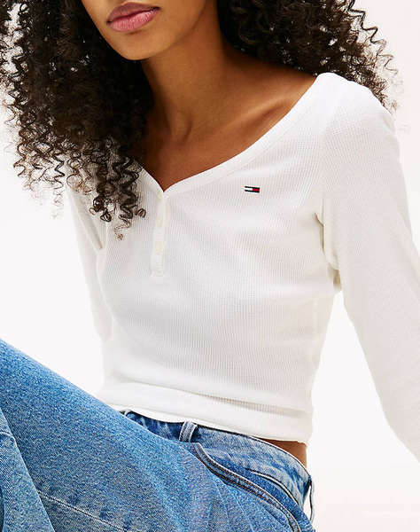 TOMMY JEANS TJW SLIM HENLEY WAFFLE LS