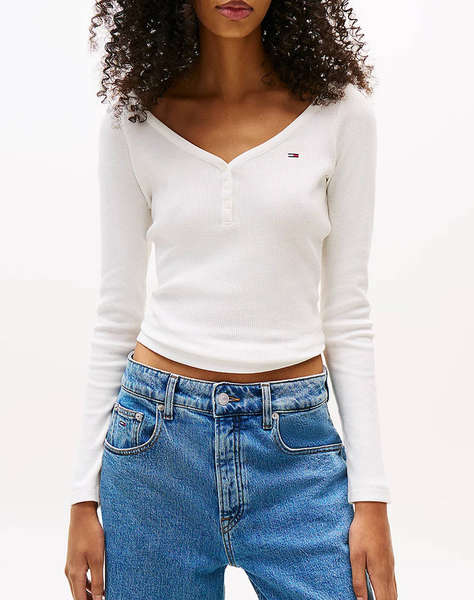 TOMMY JEANS TJW SLIM HENLEY WAFFLE LS