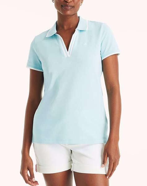 NAUTICA BLOUSE POLO ΚΜ S/S TIPPED SPLIT NECK OCEAN POLO
