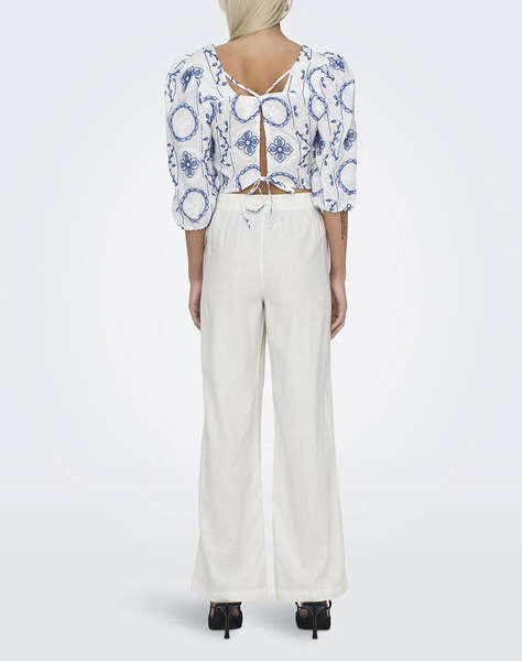 ONLY ONLCARO MW LINEN BL PULL-UP PANT CC PNT