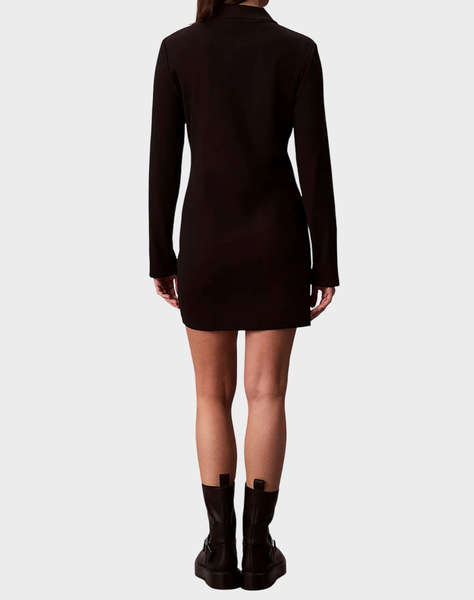 CALVIN KLEIN JEANS LS MONOLOGO RIB POLO MINI DRESS