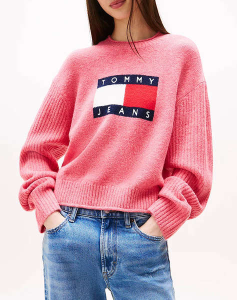TOMMY JEANS TJW MELANGE FLAG SWEATER RIB EXT