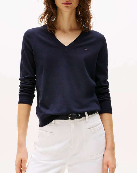 TOMMY HILFIGER CO JERSEY STITCH V-NK SWEATER