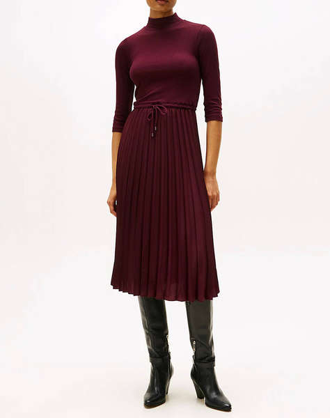 TOMMY HILFIGER SLIM 5X2 RIB MIX MIDI DRS