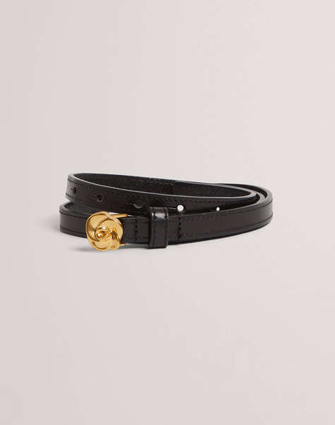 TED BAKER ROOSSI Leather Belt with Rose Hardware