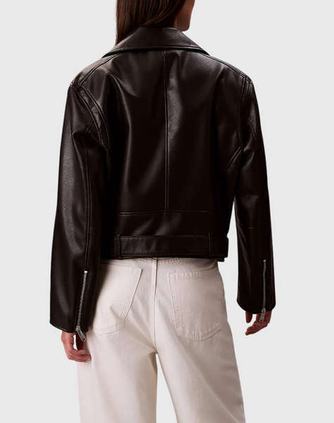 CALVIN KLEIN JEANS FAUX LEATHER MOTO JACKET W/BELT