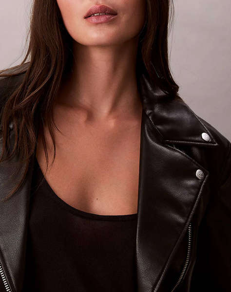 CALVIN KLEIN JEANS FAUX LEATHER MOTO JACKET W/BELT