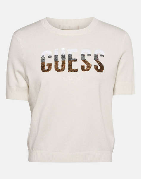 GUESS SS CN LAYLA BOXY LOGO SWTR KNITTED WOMEN''S CLOTHING