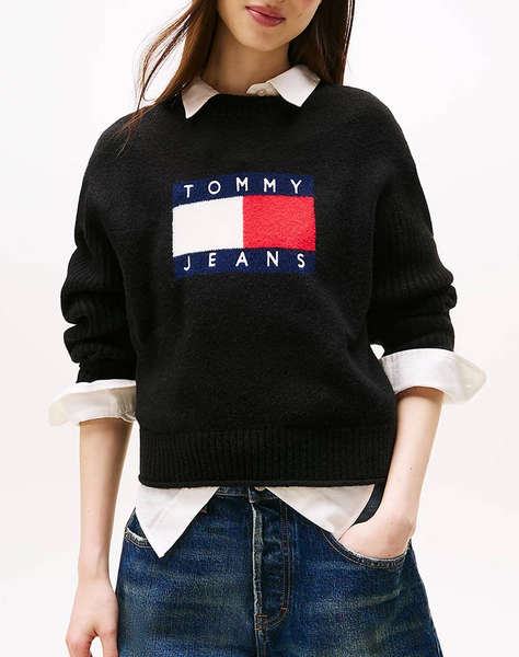 TOMMY JEANS TJW MELANGE FLAG SWEATER RIB EXT