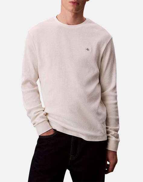 CALVIN KLEIN LS WAFFLE BADGE CREWNK TEE