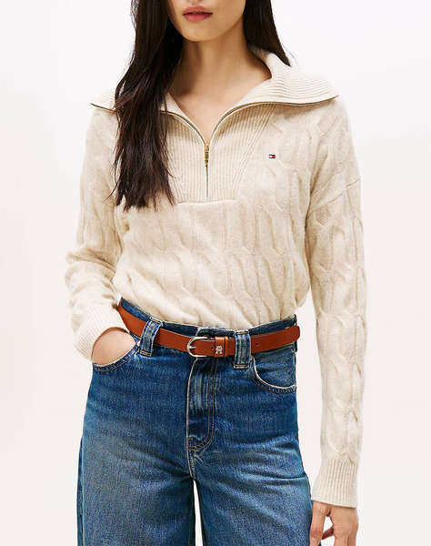 TOMMY HILFIGER SOFT WOOL CABLE 1/2 ZIP LS SWT