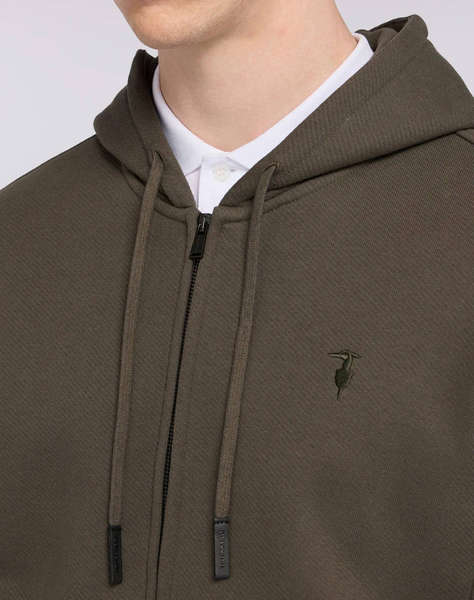 TRUSARDI SWEAT-FELPA CON ZIP E CAPPUCCIO IN JERSEY DIAGONALE CON RICAMO PUNTO CUORE