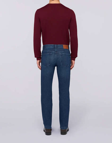 TRUSSARDI JEANS -5 TASCHE 380 ICON IN DENIM BLUE STONE WASHED CON TRATTAMENTO CHIMICO