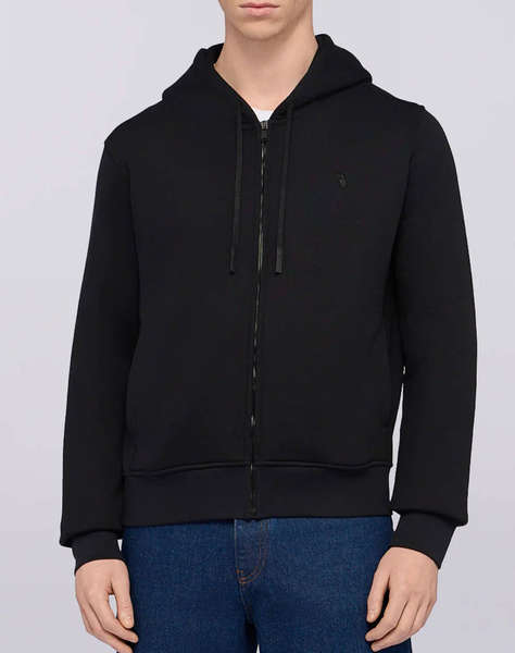 TRUSARDI SWEAT-FELPA CON ZIP E CAPPUCCIO IN JERSEY DIAGONALE CON RICAMO PUNTO CUORE