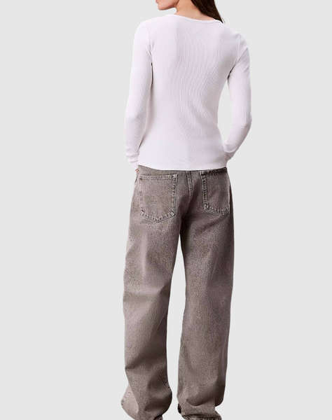 CALVIN KLEIN JEANS LS WOVEN LABEL 2X2 RIB SCOOP NEC