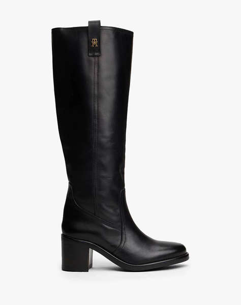 TOMMY HILFIGER RIDING LTHR LONG BOOT BLOCK HEEL