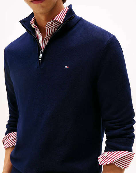 TOMMY HILFIGER PIMA ORG CTN CASHMERE ZIP MOCK