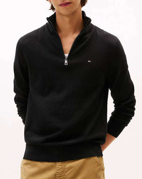 TOMMY HILFIGER PIMA ORG CTN CASHMERE ZIP MOCK