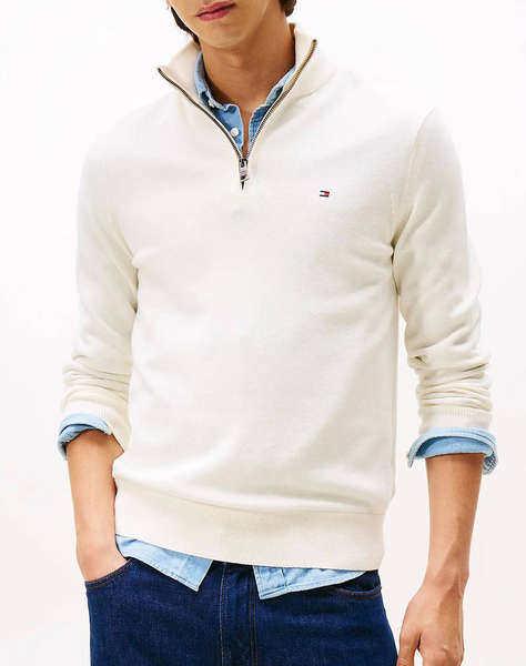 TOMMY HILFIGER PIMA ORG CTN CASHMERE ZIP MOCK