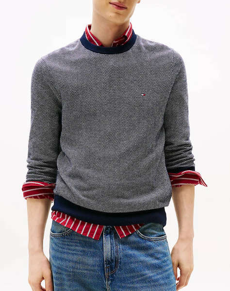 TOMMY HILFIGER PIMA CTN CASH HERRINGBONE CREW