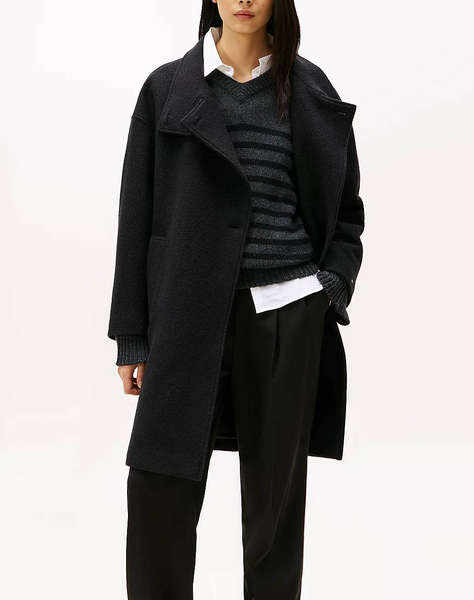 TOMMY HILFIGER WOOL TEXTURE REG FUNNEL NK COAT